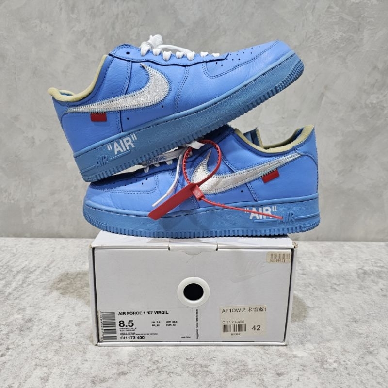 [二手A級] US8.5 Nike Air Force 1 x Off White 藍色藝術館 CI1173-400