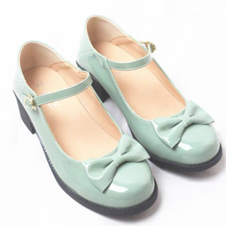 41碼 lolita 漆皮瑪莉珍 4.3cm 復古甜美 蝴蝶結 公主鞋 娃娃鞋 日系 綠 lolita COS