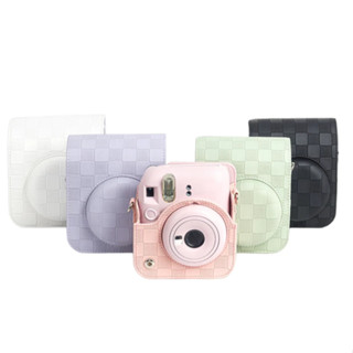 FUJIFILM INSTAX mini12皮套｜棋盤格子復古拍立得相機包｜ 經典格紋時尚風皮套｜mini12 相機包