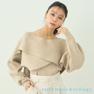 earth music&ecology 【SET ITEM】荷葉造型設計針織上衣+吊帶背心(01000266200)