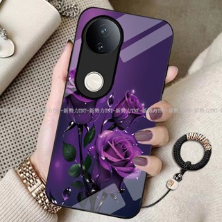 國風花朵 玻璃殼 高階感 vivo V50 Lite 手機保護殼 vivo v50 v40 pro lite 防摔手機殼