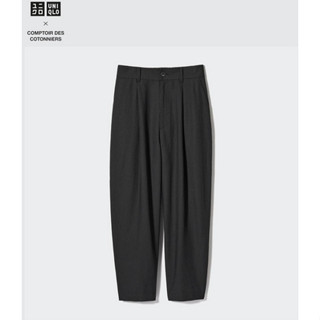 UNIQLO and COMPTOIR DES COTONNIERS 女裝 亞麻混紡打褶長褲 黑M