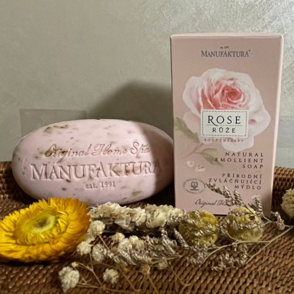 捷克蔓菲蘿Manufaktura玫瑰花溫泉鹽手工皂150g