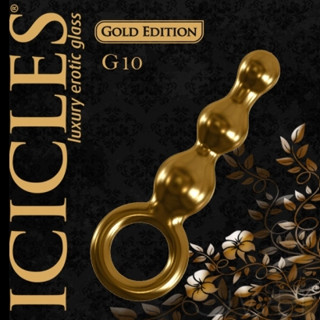 ●送清潔粉●美國進口PIPEDREAM．ICICLES冰晶玻璃奢華金系列-三珠按摩棒-G10