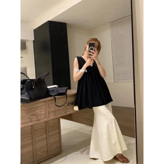 조세핀Josephine shop 조세핀Hers新款杏色鬆緊腰魚尾高腰休閒A字裙