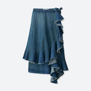 【二手近全新】Uniqlo JWAnderson 綁帶荷葉邉一片裙 牛仔裙