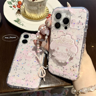 iPhone16 16pro 16promax 15/14/13 閃粉 星星 蛋糕 美樂蒂 串珠 短繩 手機殼 手機支架