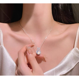 現貨 在逃公主 輕奢高階 冰種白玉隨 S925純銀 蝴蝶結天然寶石 翡翠項鏈 鎖骨鍊 大方優雅 白玉髓項鏈 純銀項鍊