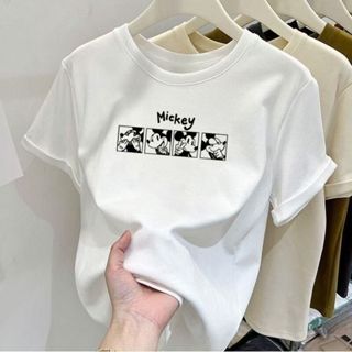 胖胖美依 短袖女裝 夏季T恤 大學T 短袖上衣 M-2XL正肩純棉短袖T恤春夏百搭薄款印花韓版寬鬆甜美上衣-3463.