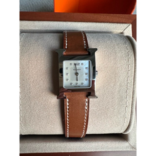 在臺現貨🩷98850 愛馬仕 Hermès 25mm 珍珠母貝 點鑽 H hour 福寶錶帶 手錶