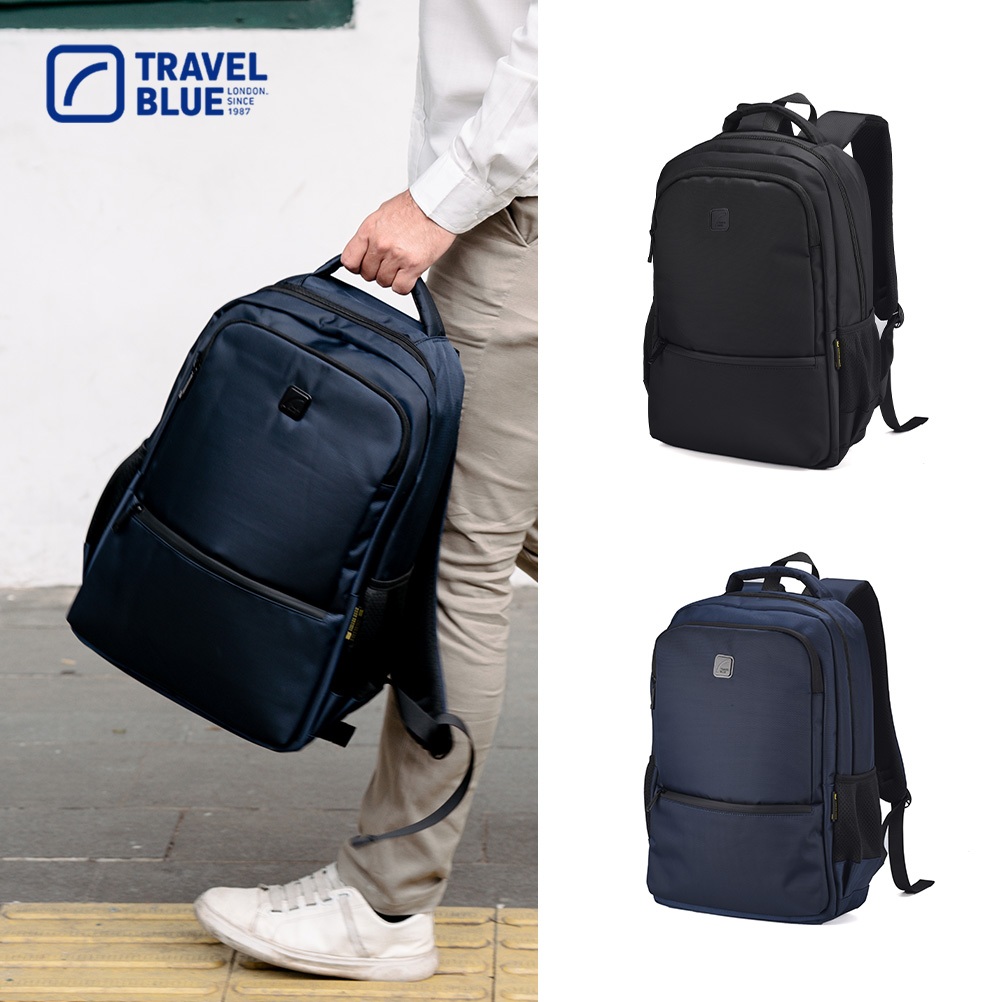 【Travel Blue 藍旅】菁英款 簡約後背包-黑/海軍藍(筆電包/防水電腦包/雙肩包/大容量背包)TB3060
