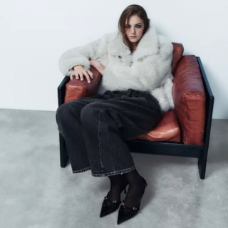 ZARA 帶扣設計高跟鞋 時尚復古尖頭跟鞋 黑色