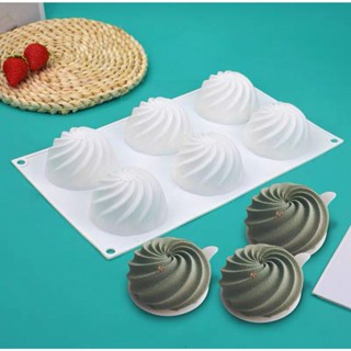 二手烘焙模具 6連螺紋球慕斯蛋糕模具 螺旋圓形旋風 法式西點 矽膠模具 M03
