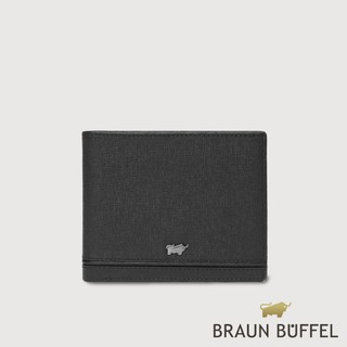 【BRAUN BUFFEL】維克多-D2 12卡中間翻透明窗短夾-黑色(德國小金牛台灣總代理)/BF512-317-BK