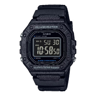 CASIO 卡西歐 W-218H-1BV 實用功能搶眼顯示時尚風格腕錶 黑 43.2mm