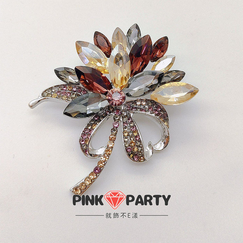 台灣現貨💯【胸針】幸福時刻 彩色水晶新娘捧花別針 胸針 新娘飾品 新娘秘書 PinkParty❤