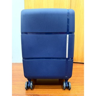 Samsonite 新秀麗20吋 INTERLACE 海軍藍 可擴充輕量PP防盜拉鍊 行李箱/登機箱 9.5成新