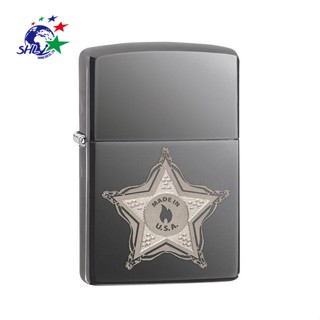 Zippo 美版經典打火機 / 黑冰星型徽章經典火焰商標 NO.28360 / ZP253【詮國】