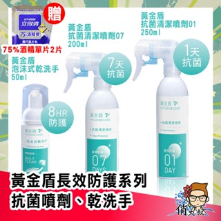 黃金盾 抗菌清潔噴劑 01 250ml 07 200ml 泡沫式 乾洗手 50ml │俏大叔 1天 7天 長效防護 噴霧
