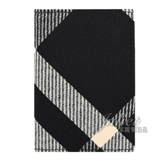 【茱麗葉精品】BURBERRY 8089525 BATEMAN 格紋織布對開隨身卡夾.黑/白 現貨在台
