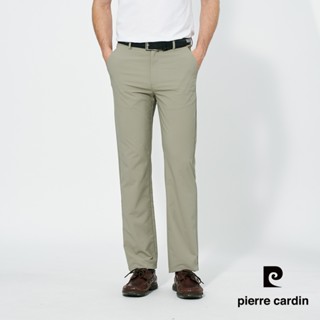 【pierre cardin 皮爾卡登】男款 經典修身直筒平口休閒長褲-橄綠色 (5257825-43)