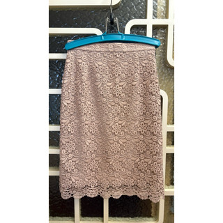 Uniqlo杏色蕾絲及膝裙M/ 九成新