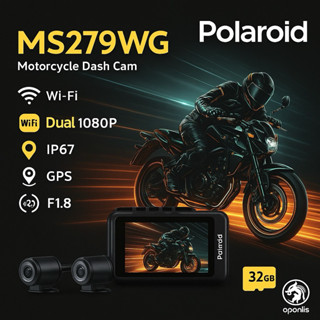 Polaroid MS279WG雙鏡頭行車記錄器附32G記憶卡 WiFi GPS定位IP67防水 夜視機車用2.7吋螢幕