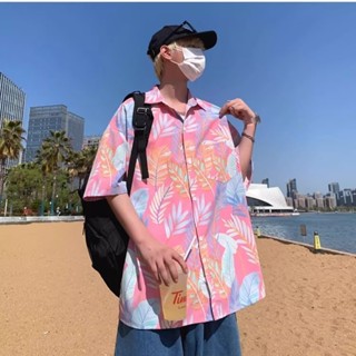大尺碼襯衫男 加大加肥短袖襯衫男士【M-8XL】夏季花襯衫男短袖夏威夷港風痞帥潮流冰絲薄款沙灘情侶休閑襯衣潮 潮人屋服飾