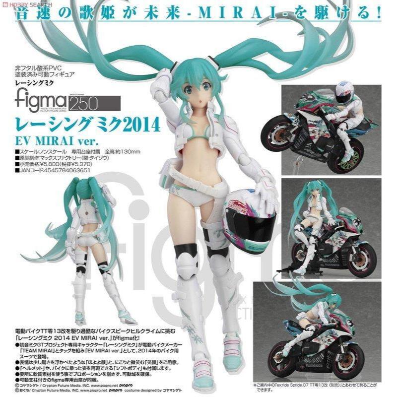 二手｜僅拆檢極新｜正版｜現貨｜好微笑｜figma 250 賽車初音 2014 EV MIRAI ver. 機車服 安全帽