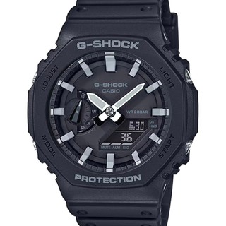 CASIO 卡西歐 G-SHOCK 農家橡樹雙顯電子錶 多功能 200米防水 極致全黑/經典白刻度 GA-2100