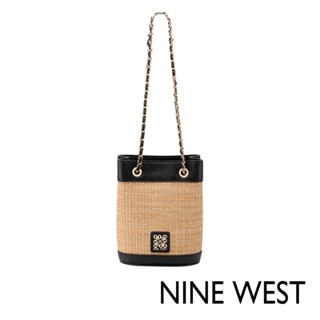 【NINE WEST】NINE WEST OMYRA 鍊帶水桶包/側揹包/小包-拼接黑(148673)