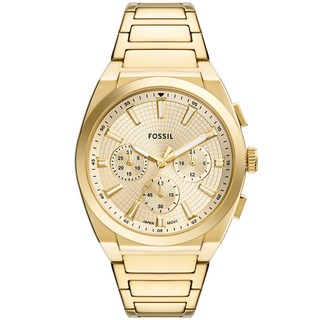 FOSSIL Everett 時尚三眼計時手錶-金/44mm 男錶 禮物 送禮 推薦 FS6119 開學季禮物