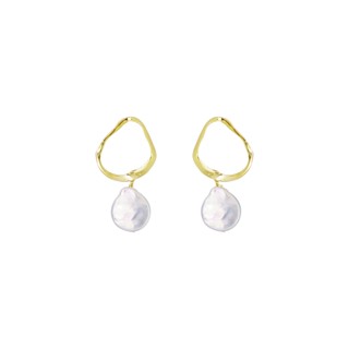 Olivia Yao Jewellery Ripple 金絲緞雪白珍珠耳環