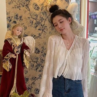 FUXI 防曬衫女 短板開衫 雪紡上衣 透氣薄款開衫外套 配吊帶裙子小披肩 長袖罩衫 長袖上衣 防曬外套 女裝 衣服