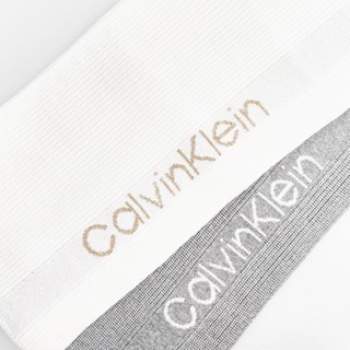 美國百分百【全新真品】Calvin Klein 圍巾 針織 雙面 CK 保暖配件 logo 灰色/白色 DB64