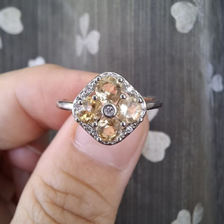 《希晶晶石》黃水晶戒指 幸運草 鑲鑽 實物拍攝 無修圖無濾鏡 一物一拍 臺灣現貨不用等 快速出貨 BEA-B154