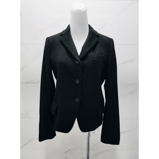 全新專櫃Uniqlo +J 50% cashmere 喀什米爾 50%羊毛 輕盈柔細款 黑色西裝短大衣外套~H289