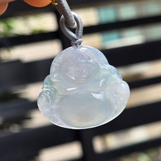 嗨，寶貝銀飾珠寶* 翡翠飾品☆保證緬甸玉A貨 冰糯種白翡略飄花 招財彌勒佛翡翠吊墜 墜子☆套鍊