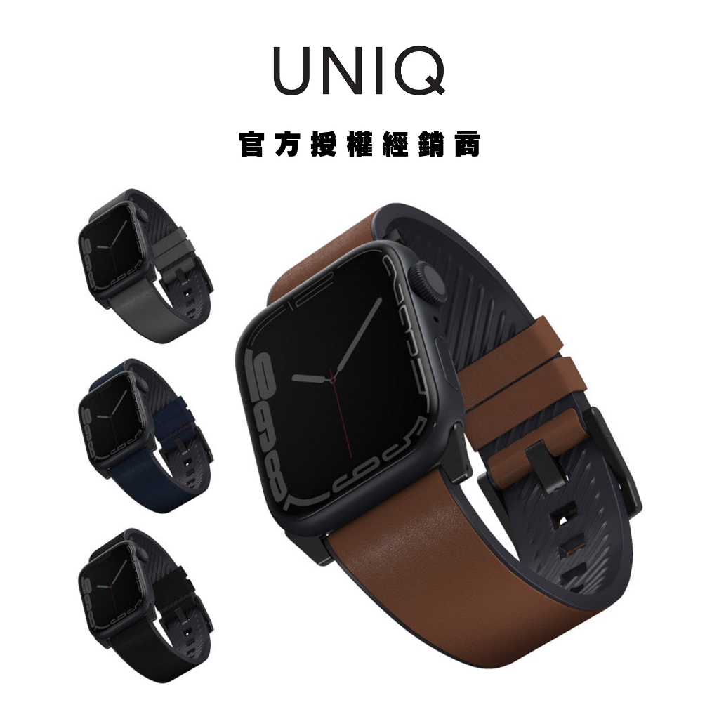 UNIQ Straden Apple Watch防潑水皮革矽膠錶帶 44/45/46/49mm 皮革錶帶 蘋果錶帶