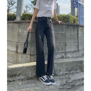 fish&fish☆韓版☆彈力水洗牛仔長寬褲 長寬褲 長褲 水洗牛仔布 百搭 寬褲 休閒 舒適 個性 直筒褲