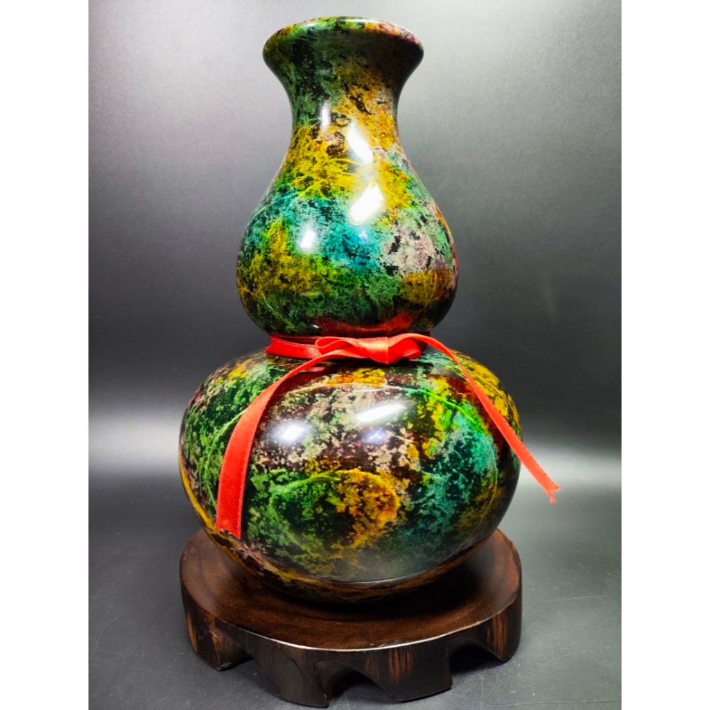 台湾　七彩玉花瓶　【新品】 臺灣七彩玉石花瓶新中式風格客廳擺設高端玉石禮盒裝飾品