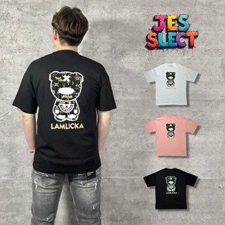 【JES】 現貨 質感 燙金 塗鴉 小熊 公仔 暴力熊 字母 印花 彈性 親膚 透氣 百搭 潮流 情侶 短袖 上衣 短T