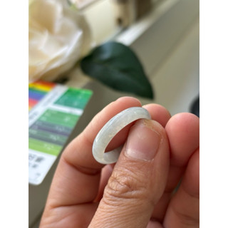 內徑21，國際戒圍20，H873，玉到愛，冰白翡翡翠戒指（戒圈），附陸證，完美無紋！保證緬甸玉A貨翡翠