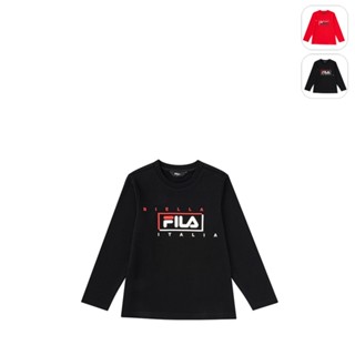 【FILA】KIDS 孩童款 長袖圓領上衣-黑色 1TEX-8900-BK