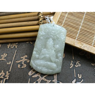 【禾賢行】天然翡翠.緬甸玉.糯冰巧雕持連觀音/神龍護法.手工精雕墬子.項鍊.玉珮.H22120600841