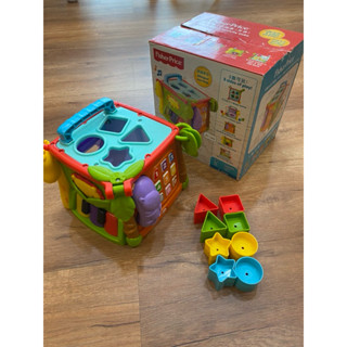 二手有損無缺件-費雪Fisher-Price 可愛動物 六面益智積木盒益智積木 教具 益智玩具 早教玩具寶寶啟蒙智力開發