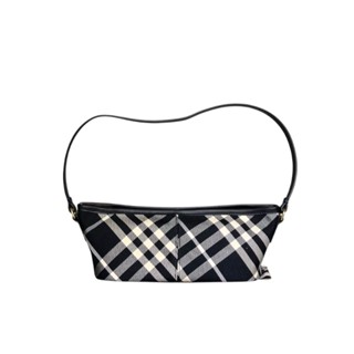 Burberry 80952961 經典黑色格紋棉質帆布小款肩揹包