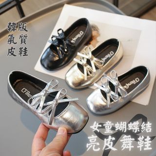 ❤️Annie❤️女童韓版氣質蝴蝶結亮皮舞鞋 童鞋 娃娃鞋 公主鞋 兒童皮鞋 平底鞋 包頭鞋 芭蕾舞鞋 中童大童