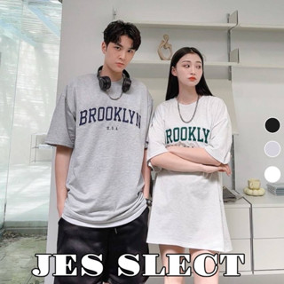 【JES】 韓國 質感 美式 BROOKLYN 字母 刺繡 親膚 透氣 百搭 潮流 寬鬆 情侶 短袖 上衣 短T