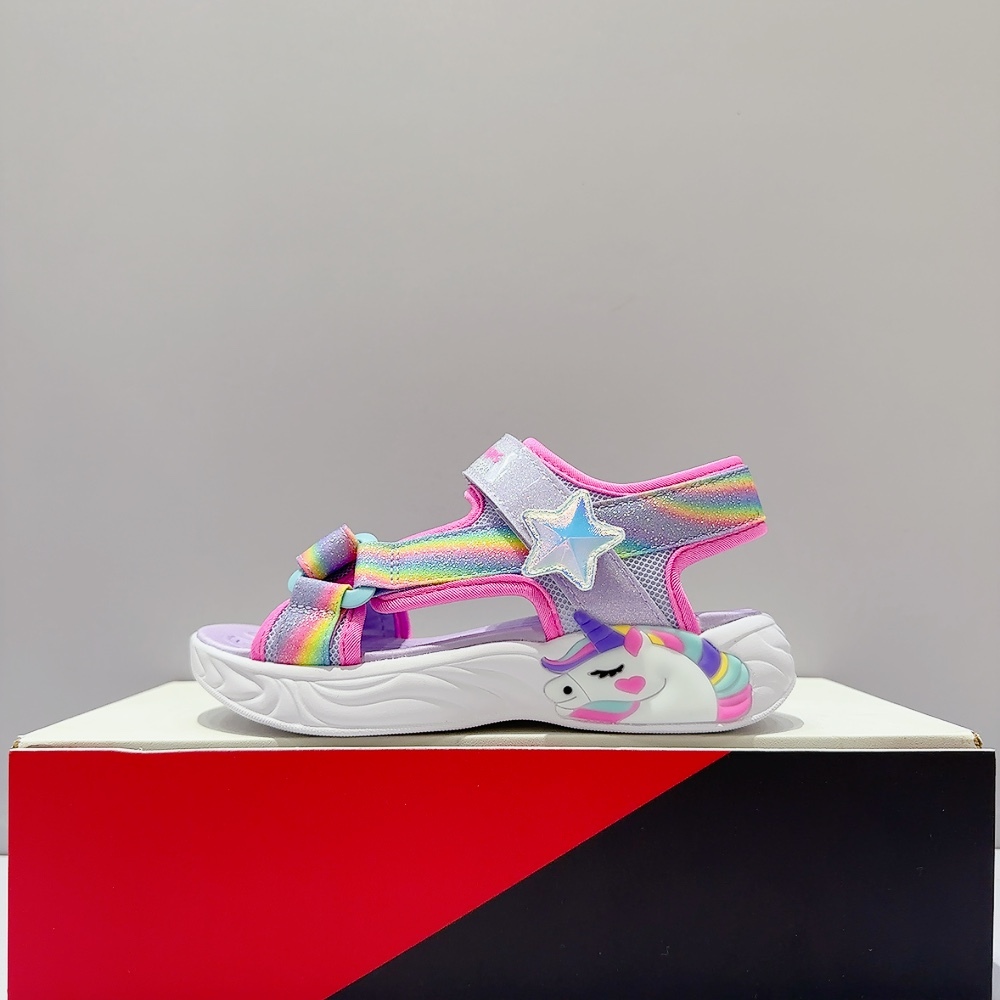 SKECHERS UNICORN DREAMS SANDAL 中童 獨角獸 發光 電燈鞋 涼鞋 303107LLVMT